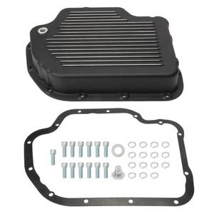lot 19844 image: Transmission Oil Pan Assembly with Drain Plug, Gasket, Bolts for GM TH400, 2-38 Pan Depth SP8593BK (used)