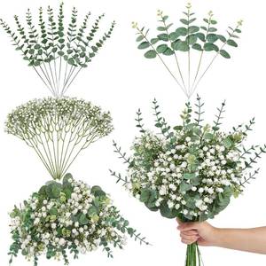 lot 19848 image: Serwalin 25 Pcs Mixed Artificial Eucalyptus Stems,Babys Breath Artificial Flowers Bulk with Faux Eucalyptus Leaves Greenery Stems for Wedding DIY Bouquets Floral Arrangement Home Decor