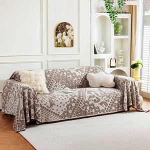 lot 19855 image: ROOMLIFE Brown Couch Covers for Sofa, Sofa Covers Washable Non Slip Furniture Protector Couch Sofa Covers for 3 Cushion Couch, Breathable Sofa Slipcovers Couch Cover Blanket with Tassels 71 X 118