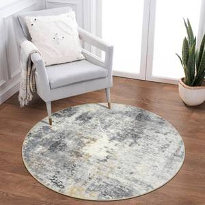 lot 19865 image: Lahome Modern Abstract Round Rug - 3Ft Small Washable Kitchen Round Area Rug Bedroom 3x3 Circle Mat, Soft Low Pile Non Slip Indoor Throw Carpet for Cabinet Bathroom Home Office, Grey