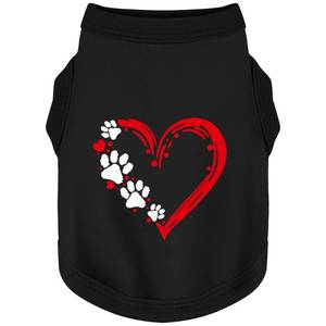 lot 20273 image: Discover Cozy Sleeveless Canine Wear Soft, Lightweight, and Breathable Cotton Dog Shirt Featuring Heart and Paw Graphics. Vest Tank Top is Ideal for Small, Medium, and Large Breeds Black M (details worn off)