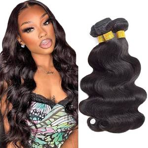 lot 20276 image: Natural Black Human Hair Bundles #1B Body Wave Bundles 28 28 28 Inch Black Body Wave Unprocessed Virgin Human Hair Extensions 50 Gram Per Bundle