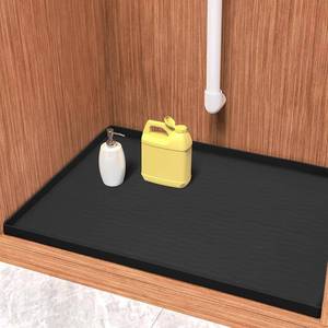 lot 20277 image: URMONA Waterproof Silicone Under Sink Mat 34 x 19 Shelf Liner for Kitchen and Bathroom, Cabinet and Counter Protector, Storage and Organizers, Litter Mat, Pet Cat Puppy Essentials(Black)