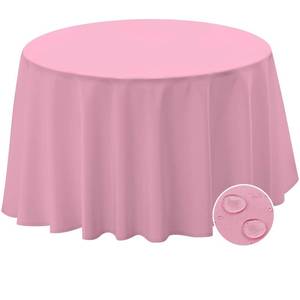 lot 20286 image: BYDOLL Table Cloth 60 Inch Round Tablecloth Fits Max50 Inch Diameter Table Top,Pink Polyester Washable Wrinkle-Free Spillproof Tablecloth for Party Patio Cover