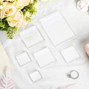 lot 20290 image: Amyhill 6 Pcs Acrylic Blocks Wedding Flat Lay Props Acrylic Styling Photography Clear Stamp Display Block Set Props Wedding for Scrapbooking Crafts(Square)