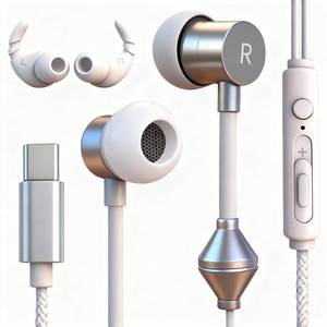 lot 20315 image: cwuiga Air Tube Headphones USB-C  EMF Free Anti Radiation Wired Earbuds with Microphone for Hearing Protection  HD Sound & Clear Calls  Volume Control, USB C Adapter for iPhone 15, Android, Laptop