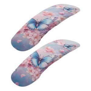 lot 20316 image: Wanzuoeng Butterfly Print Office Chair Arm Covers Set of 2, Peach Blossom Print Arm Rest Covers, Stretchy Washable for Desk & Computer Chairs