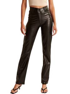 lot 20317 image: Zebaexf Womens Faux Leather Pants High Waist Straight Leg Pants with Pockets Black XL