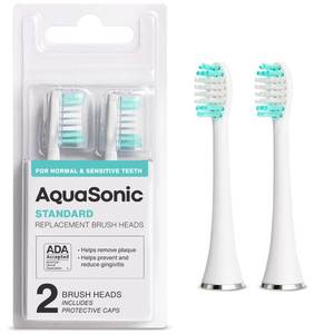 lot 20319 image: AquaSonic Genuine Standard Replacement Brush Heads  ADA Accepted  for Normal & Sensitive Teeth  Compatible with Many AquaSonic Toothbrush Handles (2 Pack White)