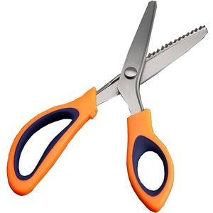 lot 20321 image: HAGBOU Pinking Shears for Fabric Cutting, 9 Inch Zig Zag Scissors, Professional Sewing Pinking Shears with Crinkle Edge, Scrapbook Scissors (Orange), SE003