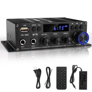 lot 20332 image: Romicta Stereo Audio Amplifier, 2.0 CH Mini HiFi Stereo AMP Bluetooth 5.0 Amp Receiver with 400W400W, FM, AUX, USB, Microphone Input, 12V 5A Power Supply, Power Amplifier for Car Home Bar Party
