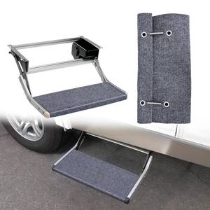 lot 20337 image: Nilight RV Step Covers 1 Pack 18 inch, Fits 8-11 Deep Camper Steps Adjustable Wrap Around RV Step Rug with Spring Works on Electrical & Manual RV Stairs Carpet for Camper Trailers Steps Outside, Gray