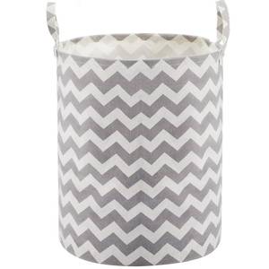 lot 20373 image: Baby Laundry Basket with Long Handles, 63L Collapsible Kids Laundry Hamper, Toy Storage Basket for Nursery, Bedroom Decor for Girls and Boys (Grey Chevron)