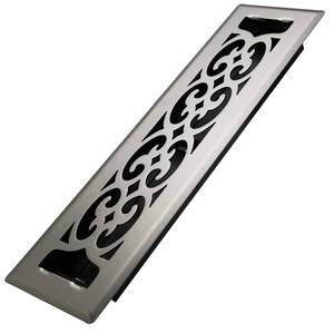 lot 20376 image: Howeall 2x12 Inches Heavy Duty Walkable Floor Register Easy Adjust Air Supply Lever Floor Vents - Charlotte Design - Vent Cover for Home Floor - Satin Nickel