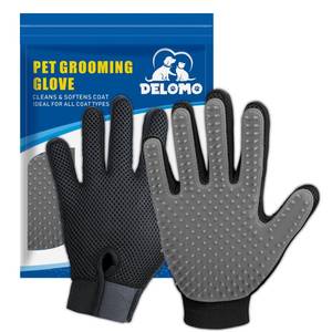 lot 20380 image: Upgrade Version Pet Grooming Glove - Gentle Deshedding Brush Glove - Efficient Pet Hair Remover Mitt - Enhanced Five Finger Design - Perfect for Dog & Cat with Long & Short Fur - 1 Pair (Gray)