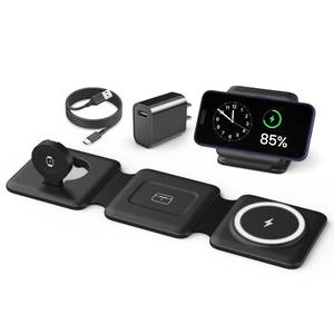 lot 20385 image: Magnetic Wireless Charger for iPhone Fodable 3 in 1 Charging Station for Multiple Apple Devices - Travel Charging Pad Dock for Apple Watch iPhone 16 15 14 13 12 Pro Max Plus & Airpod