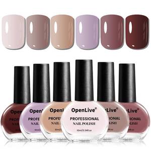 lot 20413 image: OpenLive 10ml Nude Pink Nail Polish Set 6 Colors Brown Red Purple All Seasons Neutral Color Quick Dry Nail Polish Set for Women Salon DIY Nail Art