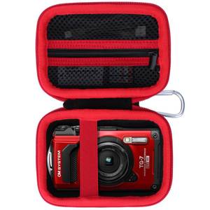 lot 20414 image: Lebakort Storage Case Compatible with OM SYSTEM Tough TG-7  OLYMPUS Tough TG-6  TG-5  TG-4 Underwater Digital Camera (Black  Red Case)