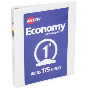 lot 20419 image: Avery Standard View 3 Ring Binder, 1 Round Rings, 175-Sheet Capacity, 1.4 Inch Wide Spine, 1 White Binder, Ideal for Lightweight Organization and Occasional Referencing (05760)