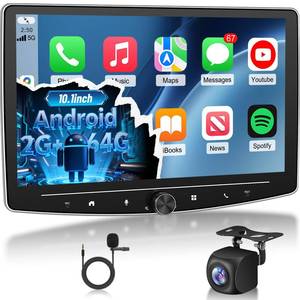 lot 1118 image: EKAT 264G Single Din Android Car Stereo with Wireless Carplay & Android Auto - 10 Inch Adjustable Touchscreen Radio with HiFiWiFiGPS NavigationFM RDSAHD Rear View Camera