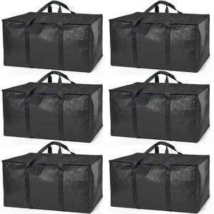 lot 1128 image: ClearSpace Heavy Duty Moving Bags or Storage Bags �� Black Storage Bins with Lids, Large Moving Boxes with Backpack Straps & Zippers,�� Packing Box & Moving Supplies for College Dorm, 6 Pack