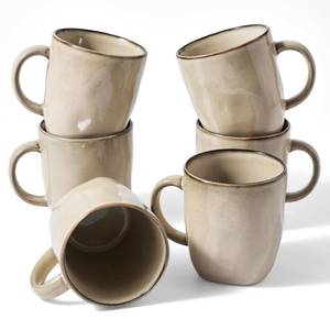 lot 1130 image: famiware Coffee Mugs Set of 6, Ocean Square 13oz Coffee Cup Set with Handle for Cocoa, Milk, Hot Chocolate, Tea, Water, Stoneware Cups for Kitchen, Microwave and Dishwasher Safe, Light khaki
