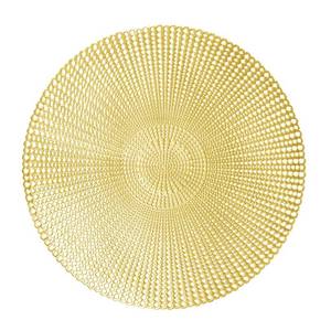 lot 2316 image: Wintop Group 16.5 Round Vinyl Placemats Hollow Out Design, Set of 6, Gradual Raindrop Functional Mat for Dining Table Durable Non-Slip, Gold