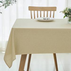 lot 2323 image: maxmill Square Tablecloth Linen Texture Stain Resistant Waterproof Wrinkle Resistant Washable Soft Table Cloth, Decorative Fabric Table Cover for Dining Room Dinner and Party, 52 x 52 Inch, Beige