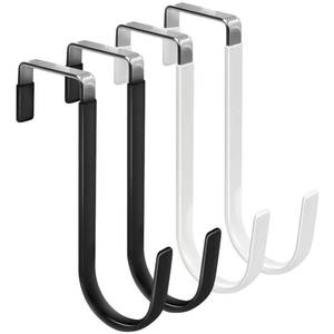 lot 2333 image: FYY Over the Door Hooks, 4 Pack Door Hangers Hooks with Rubber Prevent Scratches Heavy Duty Organizer Hooks for Living Room, Bathroom, Bedroom, Kitchen Hanging Clothes, Towels, Hats, Coats, Bags Mix