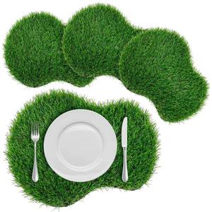 lot 2340 image: Gandeer 4 Pcs Golf Artificial Grass Mat Placemats Green Fake Grass Tiles Table Centerpieces Placemats Sport Theme Party Decorations for Wedding Baby Shower Golf Lovers