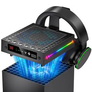 lot 2355 image: LED Display - Auto Cooling Fan for Xbox Series X with 9 RGB Light Modes, Cooling System Adjustable by Temperature with 4 Gears for Xbox Series X Console, Cooler & Light Switch, Headset Hook,USB Port