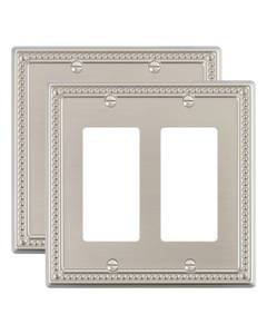 lot 2358 image: TREEWELL 2-Pack Double Decorator Outlet Cover Plate, Pearls Decorative Switch Plates and Outlet Covers, 2 Gang Brushed Nickel Metal Wall Plates, Corrosion Resistant