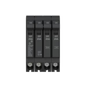 lot 2364 image: ABB Q-Line� THQLQ202020 Quad Circuit Breaker �� 20A1P & 20A2P & 20A1P Configuration �� 120240 VAC, 10 kAIC �� Thermal Magnetic Trip �� Space-Saving Plug-in Mount Type