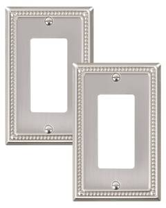 lot 2366 image: TREEWELL 2-Pack Decorator Outlet Cover Plate, Decorative Switch Plates and Outlet Covers, Brushed Nickel Metal Wall Plates for Electrical Outlets, Receptacle, GFCI Outlet, Dimmer Switch