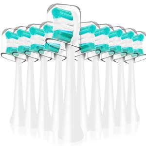 lot 2372 image: Replacement Toothbrush Heads Compatible with AquaSonic Black Series Vibe Series Electric Toothbrush, Curved Shape Design Planted with Nylon Bristle (White)