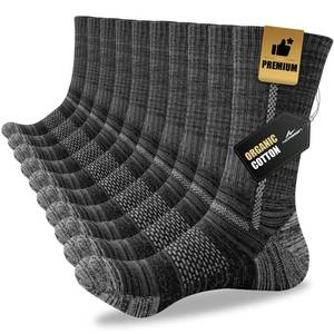 lot 2403 image: Niorasen Mens Cotton Crew Work Socks, 5 Pairs Cushioned Boot Socks, Moisture Wicking Athletic Socks for Hiking Sports Running 10-13 (Black)