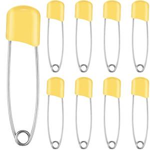 lot 2406 image: WILLBOND 50 Pcs Diaper Pins Safety 2.2 Inch Plastic Head Cloth Diaper Nappy Pins with Locking Closures Stainless Steel with Velvet Bag (Yellow)