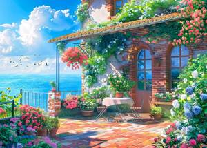 lot 2411 image: Seaview Cottage 1000 Piece Puzzle for Adults, Coastal Retreat Cabin Puzzles for Adults 1000 Pieces, Jigsaw Puzzles 1000 Pieces Seaside Floral House Puzzle for Adults Teens Seniors Challenging Game