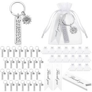 lot 2413 image: Yinkin 72 Pcs Employee Appreciation Gifts Bulk Thank You Gifts Including Sunflower Staff Coworker Keychain Organza Bags Tags