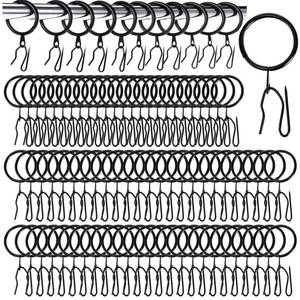 lot 2424 image: ZAVOOS 100 Pieces Metal Drapery Curtain Rings, 1.18 Inch Internal Diameter Curtain Hanging Rings with 100 Pin Hooks, Eyelets, Great for Window Door Shower Bathroom