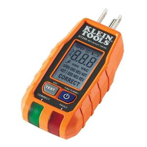 lot 2426 image: Klein Tools RT250 GFCI Outlet Tester with LCD Display, Electric Voltage Tester for Standard 3-Wire 120V Electrical Receptacles