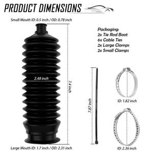 lot 2429 image: Inner Tie Rod Boot Kit with Zip Ties & Clamps,Thickened Silicone Rack and Pinion Boot for Steering Components,Durable Anti-Dust Steering Rack Boots Car Accessories