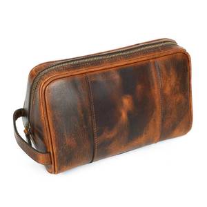 lot 2438 image: ELIZO Premium REAL Leather Toiletry Bag for Men Dopp Kitt Hanging Mens Toiletry Large TSA Toiletries Bag Shaving Grooming Bag Organizer