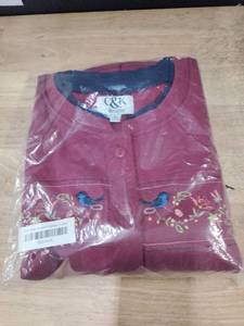 lot 2447 image: C&K Designs Burgundy Bird Embroidered Cardigan XL