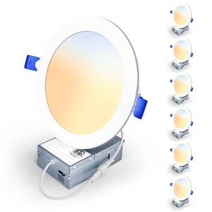 lot 3596 image: Veriligt 6 Pack 6 Inch 5CCT LED Recessed Light, Silm Canless Recessed Lighting, Dimmable, Damp Rated, 2700K-5000K Selectable, Wafer Ceiling Downlight with Junction Box, 1200LM, 12W 120V, ETL&FCC