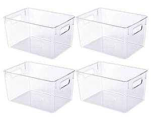 lot 3601 image: JollyPack 4 Pack Clear Plastic Storage Bins, Pantry Organizers and Storage with Handles, Clear Storage Containers for Fridge, Kitchen, Cabinet, Bathroom and Office