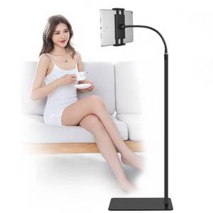 lot 3603 image: Tablet Floor Stand with Double Weight Base 360-degree Rotatable Metal Tablet Holder with Flexible Gooseneck Holder Long Arm for iPad Mini Air Pro, All Cell Phones iPhone & Tablets (4.5-12.9-inch)