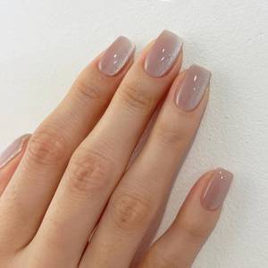 lot 4413 image: Qsnidy Press On Nails Square, Light Mauve Cat Eye Press on Nails Medium Acrylic Fake Nails, Glossy Full Cover Stick on Nails for Women and Girls, Natural Fit Glue on Nails in 12 Sizes - 24 Nails Kit