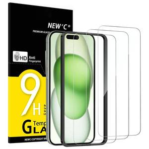 lot 4423 image: NEWC 3 Pack Designed for iPhone 16 Plus,15 Plus Screen Protector (6.7 inches),Enhanced Tempered Glass Protection with easy installation tool included,Ultra Resistant
