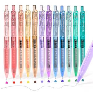lot 4427 image: Four Candies 12Pack 0.5mm Quick Dry Retractable Gel Pen Set, Cute Transparent Fine Point Multicolor Note Taking Aesthetic lnk Pens, Comfort Grip 12 Ink Colors Drawing Writing School Office Home